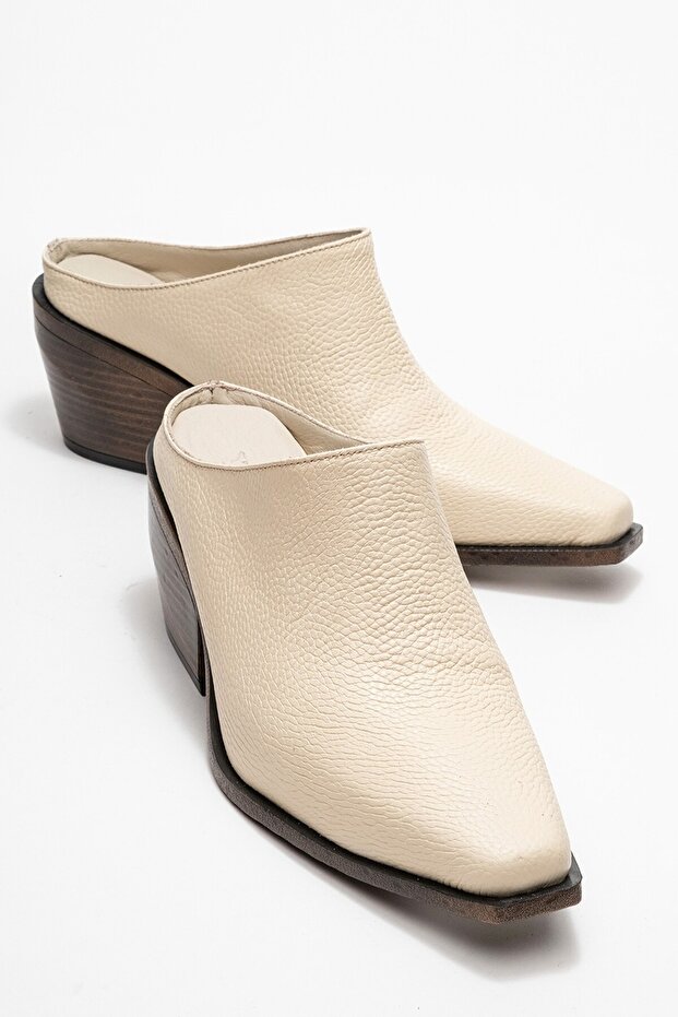 Devina women's genuine leather western slippers beige