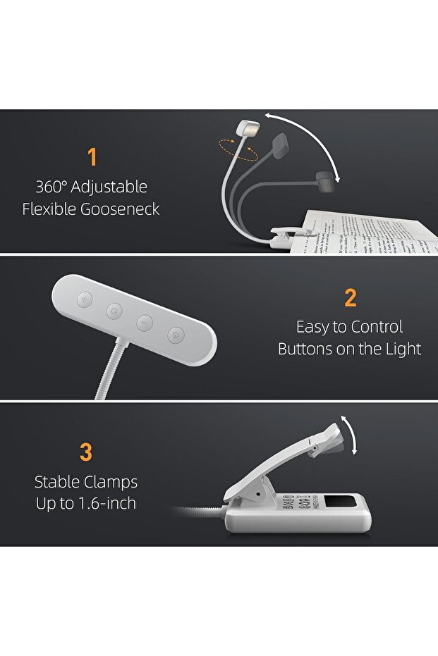 iFalarila Book Lights for Reading at Night in Bed, Rechargeable Book Light with Memory Function, Eye - 4