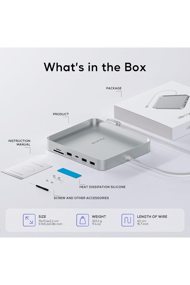 PULWTOP USB C HUB for iMac 24 inch 2021, 7 in 1 USB Hub Adapter iMac Accessories with USBC 10Gbps 3* - 8