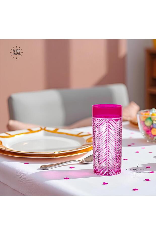 Colorful 6-Piece Crystal Decor Water Glass, Soft Drink Glass