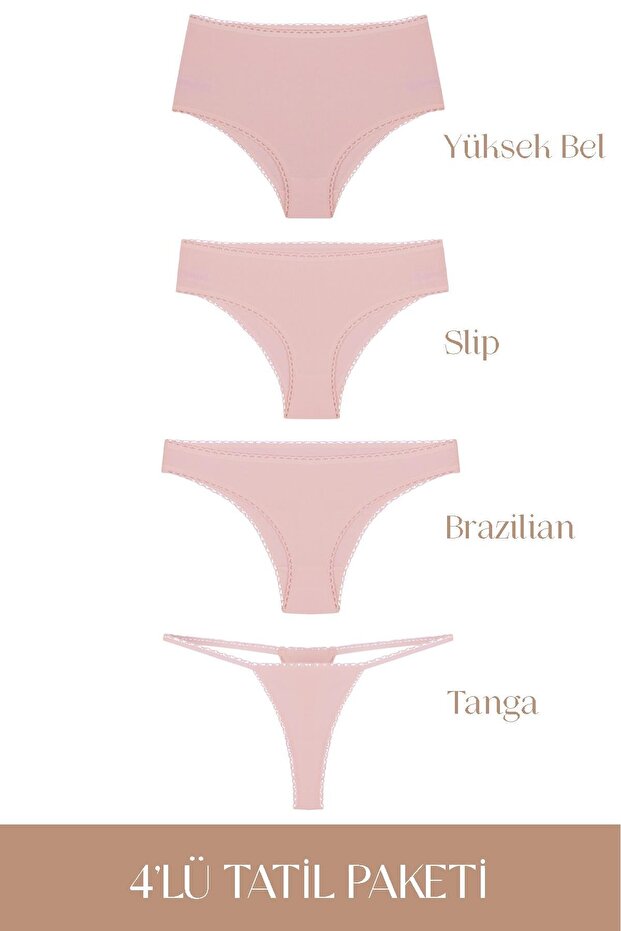 Cotvie Gül Kurusu Pamuklu 4'lü Tatil Külot Seti - 1