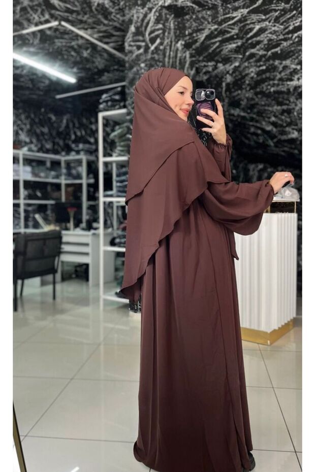 Medina Silk 3-Piece Souffle Set – Premium Hijab Combination with Veil, Souffle, and Dress, Ferace
