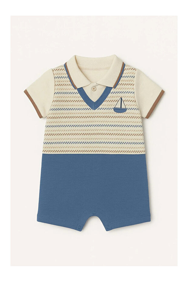 بذلة أطفال منقوشة على شكل سفينة - 1