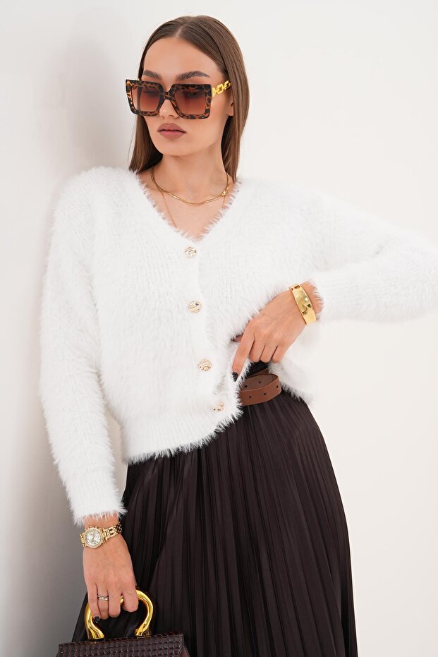 Kadın Sakallı Triko Örme Hırka 255131 - - 1