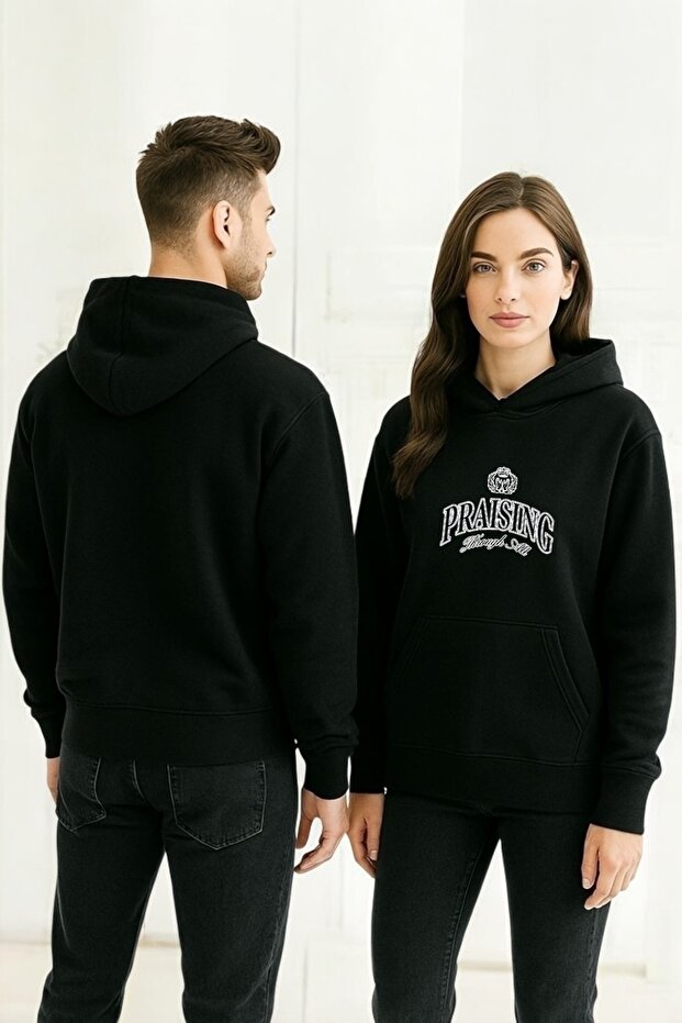 Praising Colorful Printed Hooded Sweatshirt