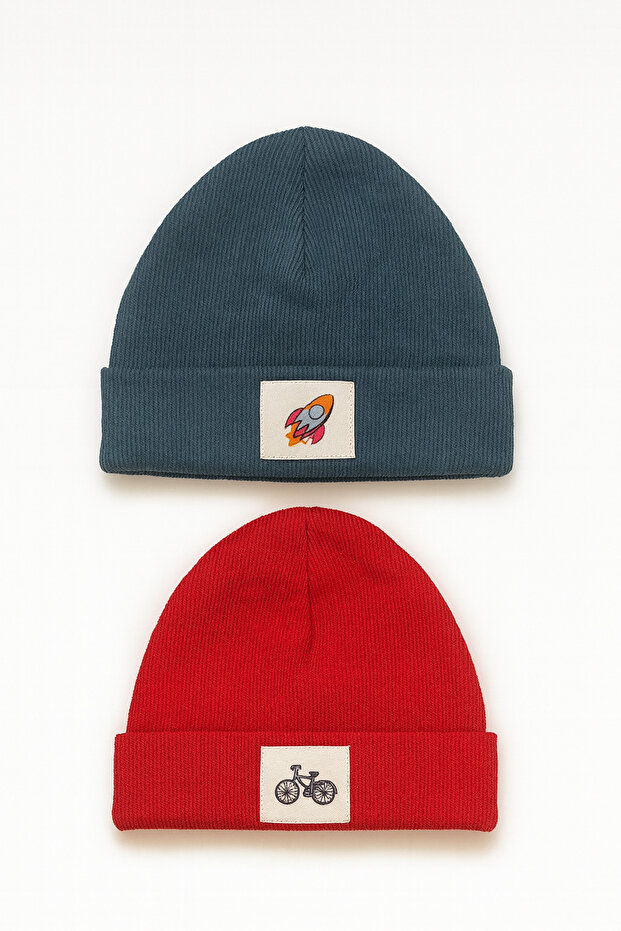 New 1-5 Years Old 2-Piece Ribbed Beanie Set