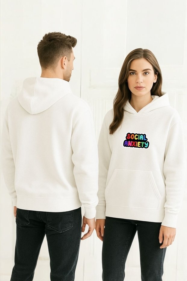 Social Anxiety Colorful Printed Hooded Sweatshirt