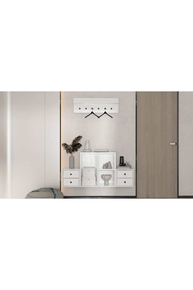 Minimalist 4 Çekmeceli Dresuar ve Askılık - 1