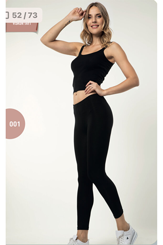 Women's Black Plus Size Oversized Viscose Modal Lycra High Waist Long Leggings