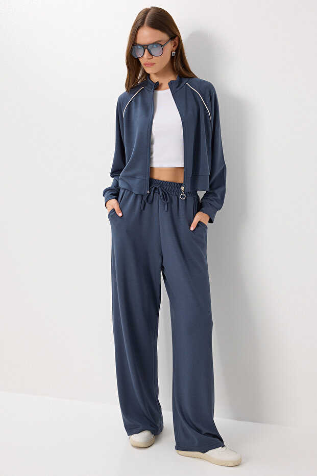 Contrast Stripe Modal Top and Bottom Set Lby0012 Smoked