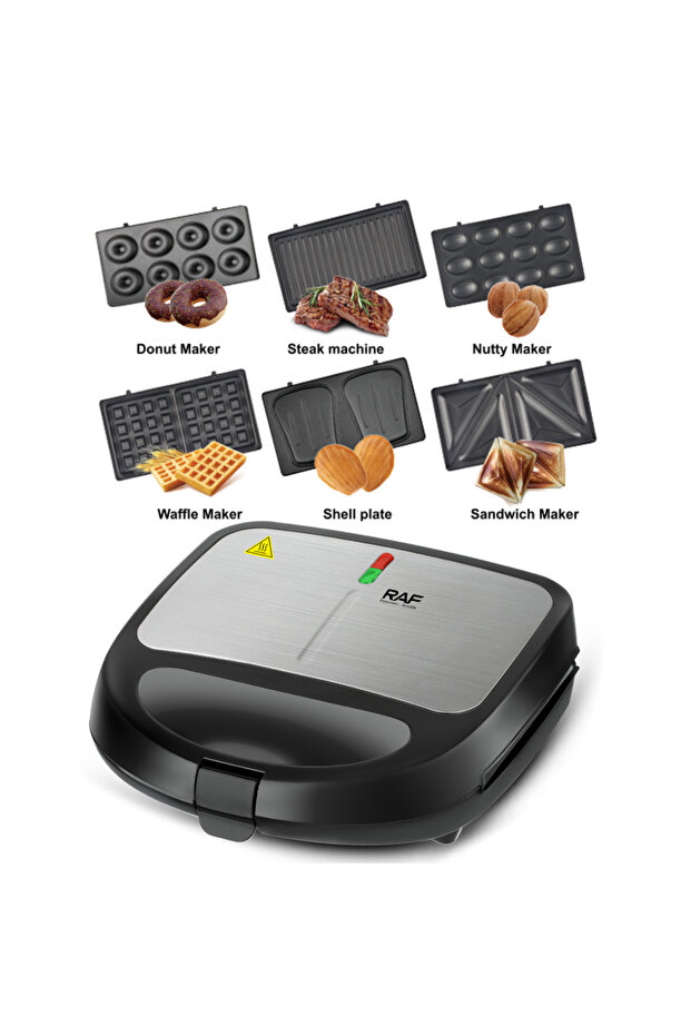 850W 6-in-1 Sandwich Maker, Multi-Function Toaster with Interchangeable Plates