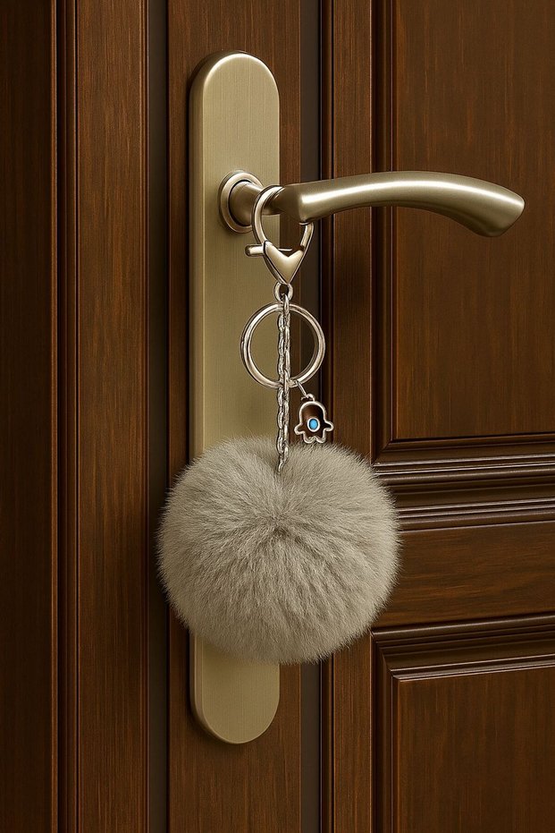 Plush Fluffy Pompom Puff Mink Furry Home Office Car Phone Wallet Bag Keychain