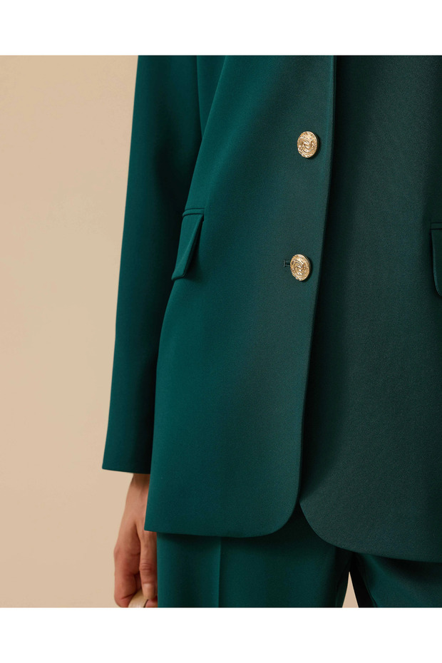 Çift Düğmeli Cep Detaylı Ceket - 5