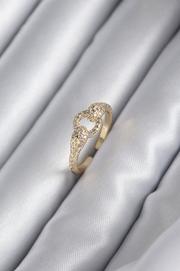 Brass Gold Color Zircon Stone Snake Model Women's Ring -