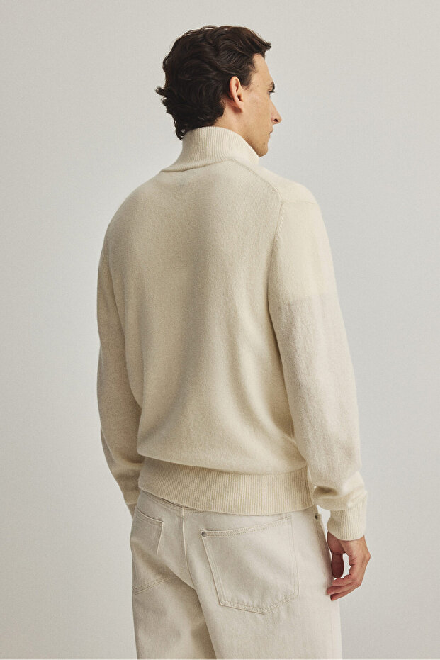 Fermuarlı Yün Hırka Regular Fit - 4