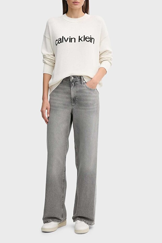 Cotton Graphic Pullover Bej Kadın Kazak - 2