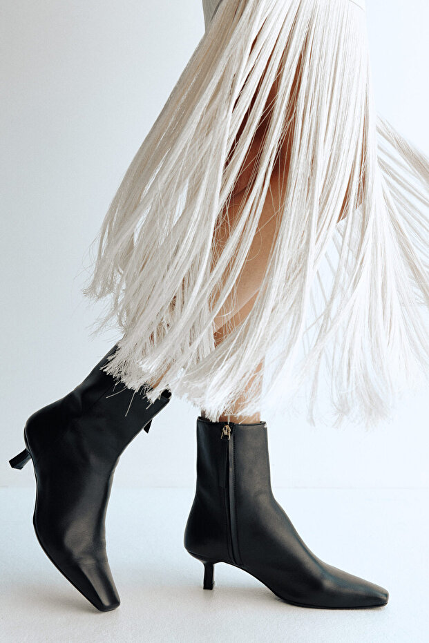 Topuklu Deri Bot - 5