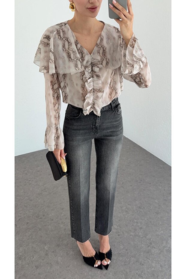 بلوزة منقوشة مزركشة - 5