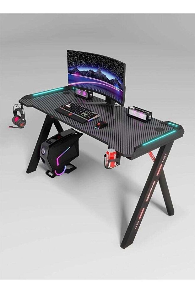 Ergonomic Gaming and Computer Desk with LED Lights and USB port 100 CM