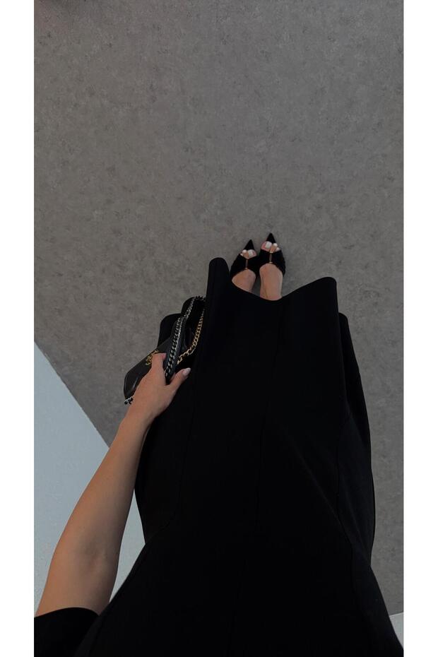 Basic Siyah Elbise - 6