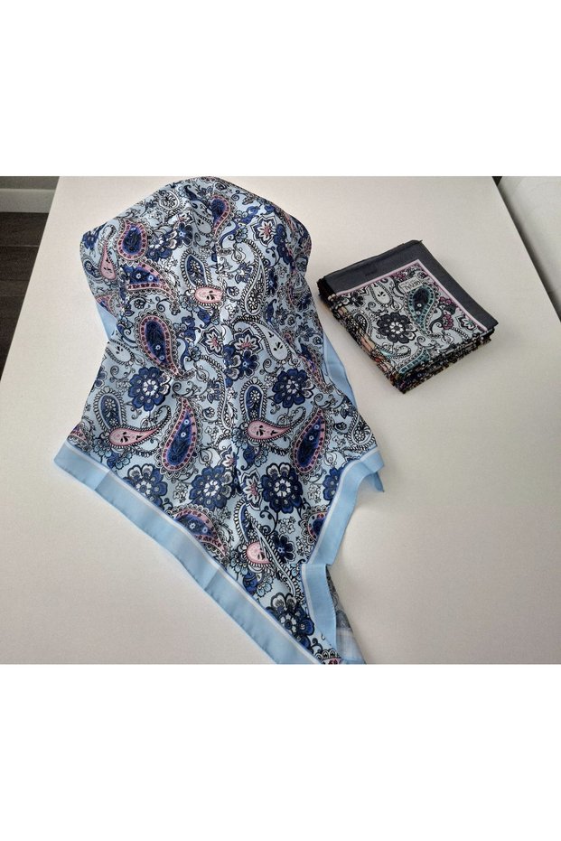 Ahenk Scarf (Italian Stitch) - Blue