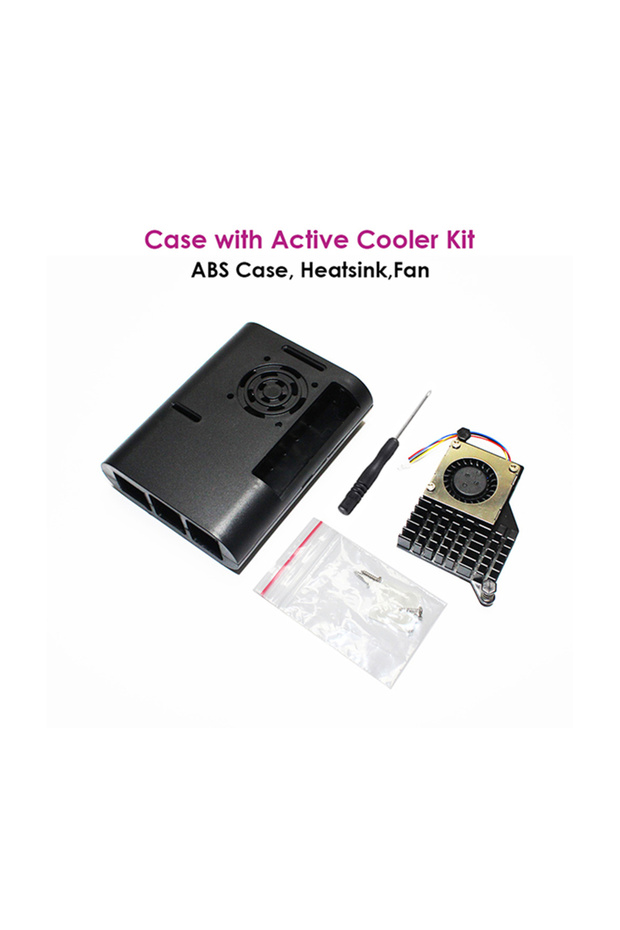 Raspberry Pi 5 Case with Active Cooler Heatsink PWM Adjustable Speed Cooling Fan Slim ABS Enclosure - 4