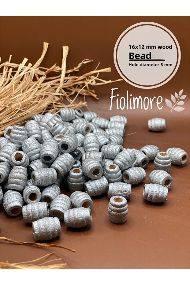16X12 mm Silver Gray Oval Pasta Wooden Beads Twisted Sleeve (50Gram 58Pcs) Hole Diameter 5mm Macrame Jewelry