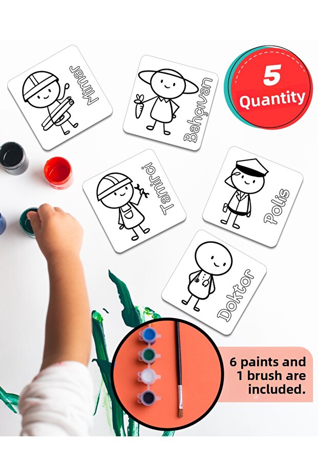 5 Pieces of Mdf Painting Boards with Professions Theme, Make Your Own Painting Board, Special for Children - 1