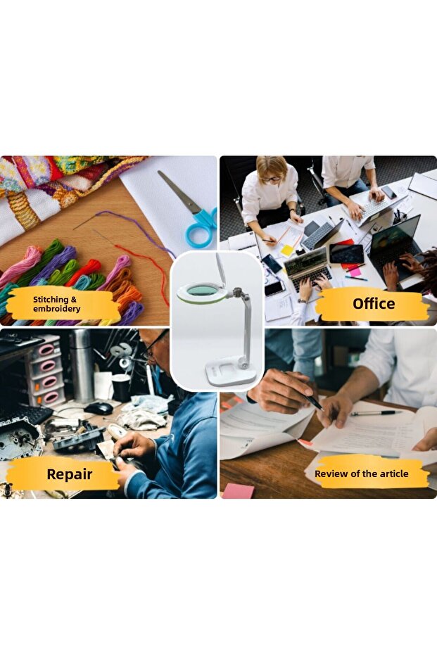 عدسة مكبرة لسطح المكتب من فليكسي قابلة للتعديل مع إضاءة LED متدرجة - 6