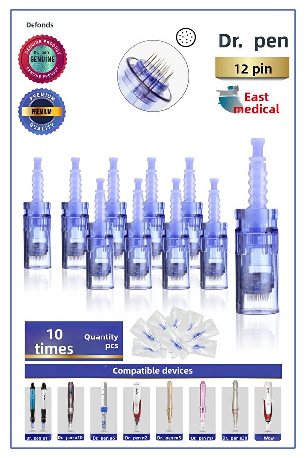Dr Pen A6-A10-A1-N2-M5-M7-E30-Mym Compatible Needles 10 Pieces Original 12-Pin Dermapen Needle Cartridge - 1