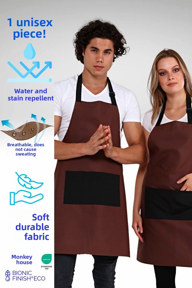 Cafe, Barista, Hairdresser, Bartender, Florist, Kitchen Aprons, Stain Resistant, Brown/black Color