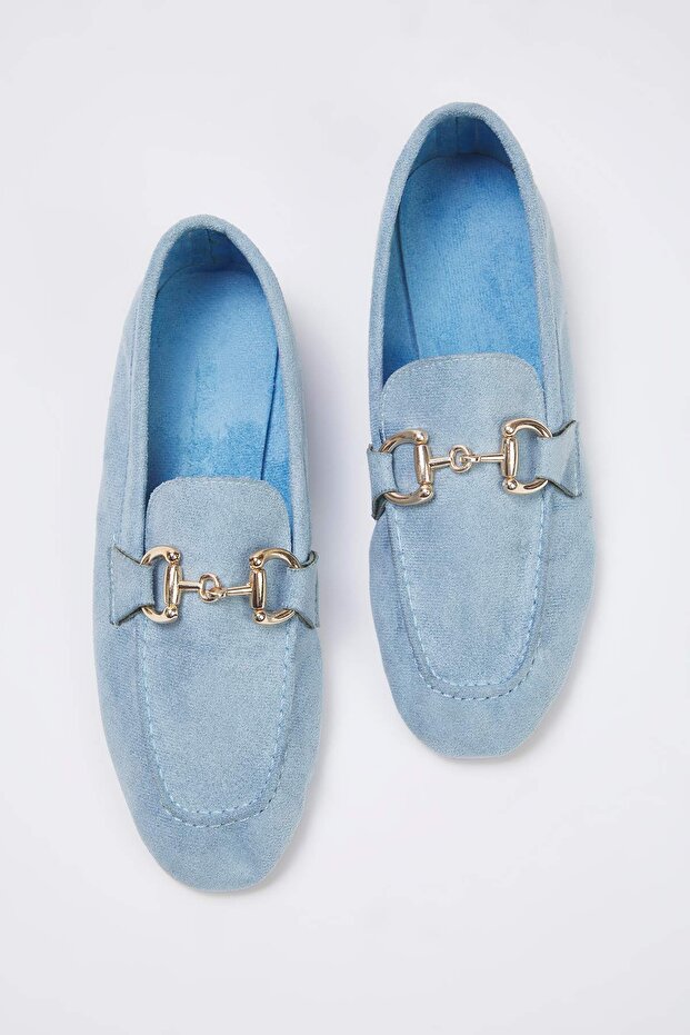 Indigo Suede Accessories Detailed Women's Loafer Shoes TAKSS25LA00000 - 1