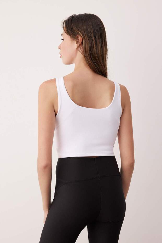 Beyaz Destekli/Şekillendirici Örme Spor Sütyeni THMAW26SS00013 - 4