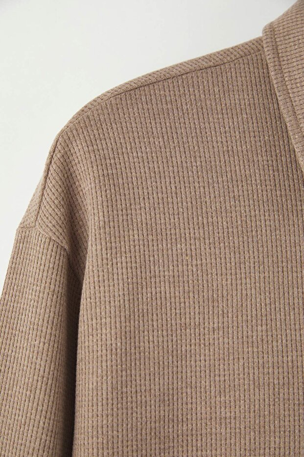 Kamienna koszulka polo oversize z prostym kołnierzem Koszulka polo/bluza TMNAW26PO00000 - 7