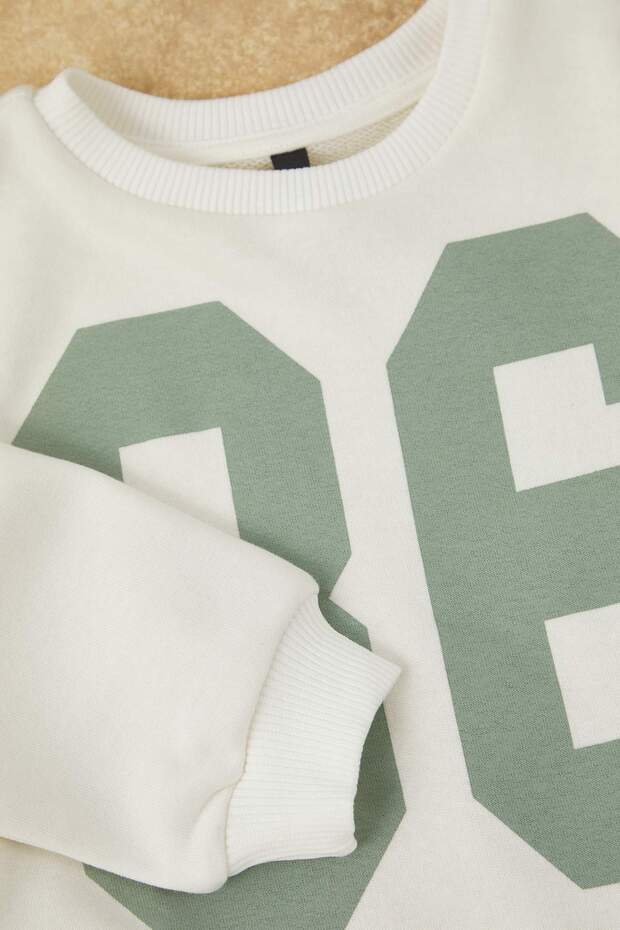 Mint Pamuklu Baskılı Oversize Kız Çocuk Örme Alt - Üst Takım TKDAW26AU00030 - 4