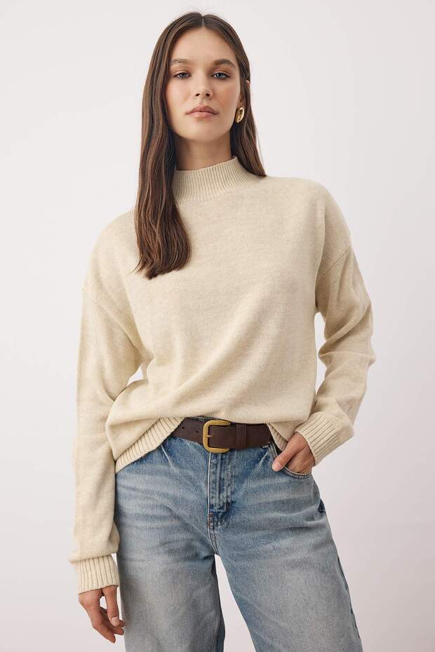 Steinbraun Basic Zweierpack Strickpullover TWOAW26KZ00232 - 2