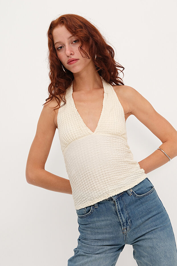 Backless Textured Blouse B18510 - 4