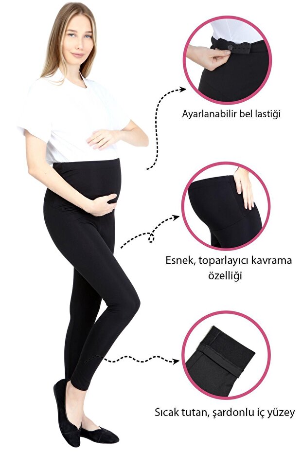 Myrb8060 Thermal Inside Ribbed Warm Adjustable Waist Maternity Leggings