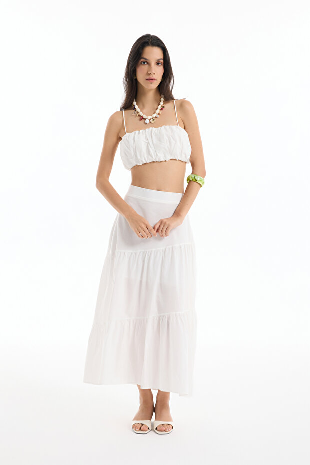 Thin Strap Balloon Bustier Blouse Ecru - 3