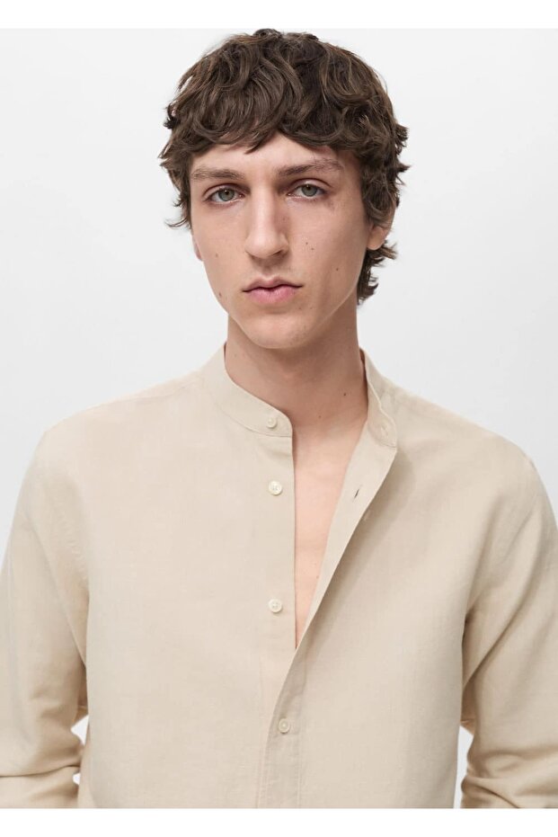 Hakim yaka keten gömlek - 8