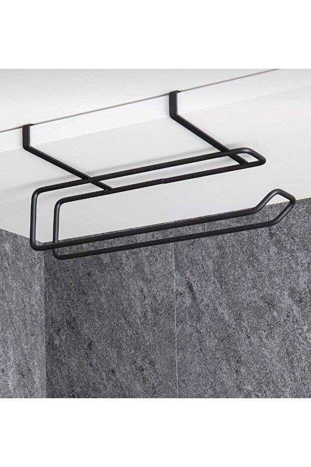 Black Metal Wire Paper Towel Holder – Practical and Stylish Design with Back Door Hanger