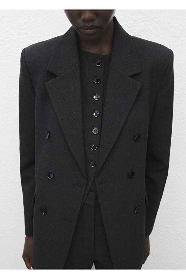 Çift düğmeli kumaş blazer ceket - 1