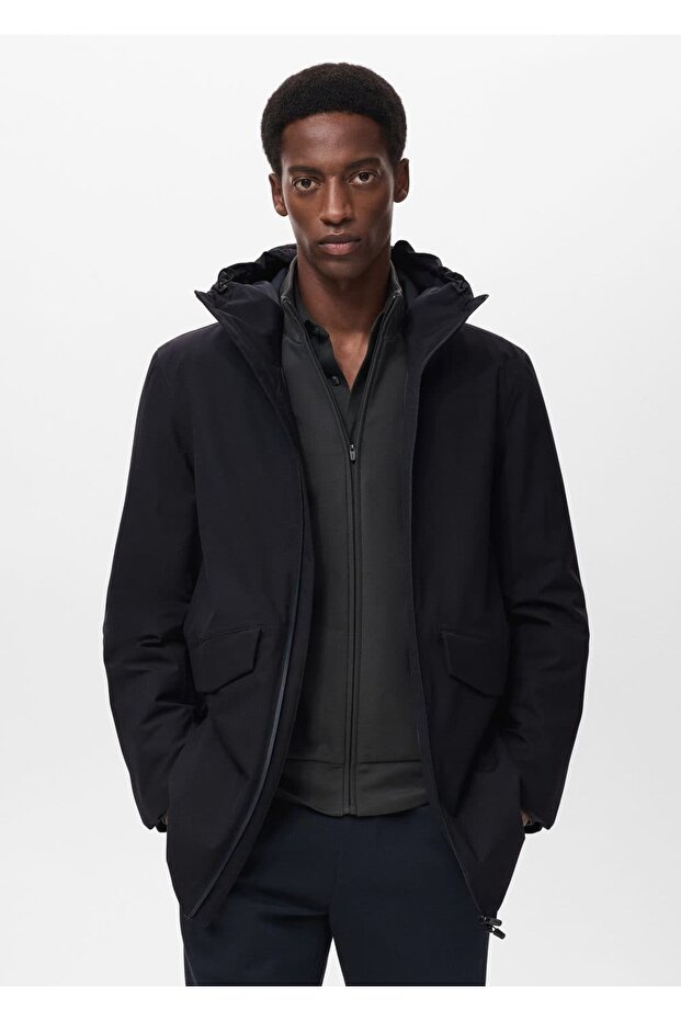 Su itici kapüşonlu kapitone parka - 1