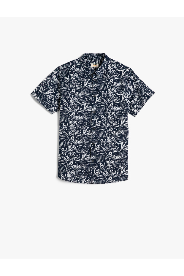 Short Sleeve Shirt with Palm Tree Print