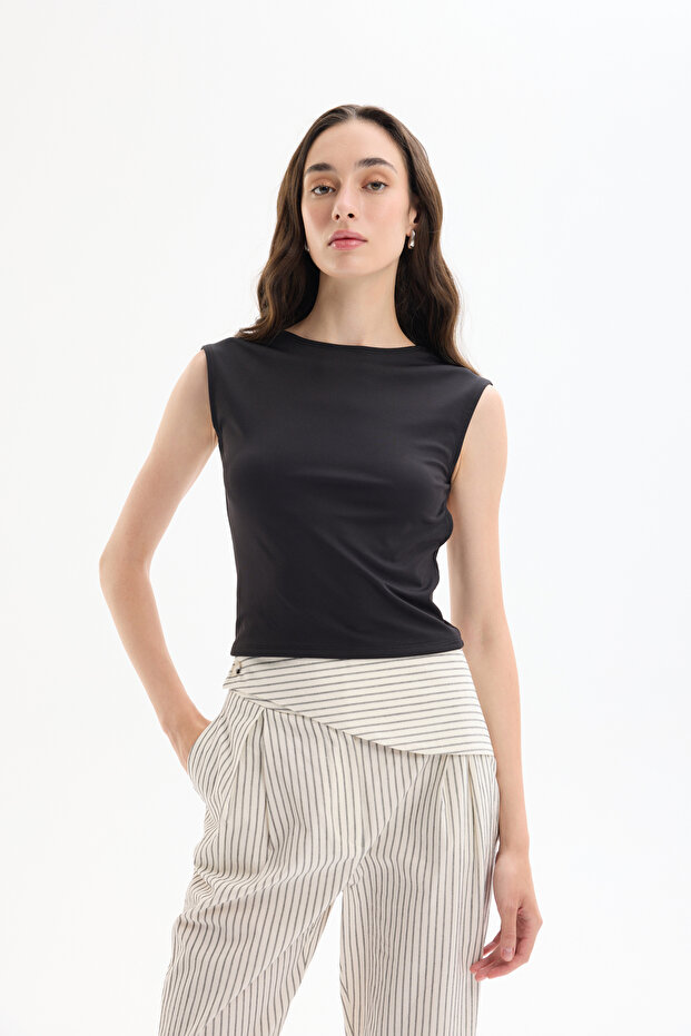 Sırt Dekolteli Basic Bluz Siyah - 4