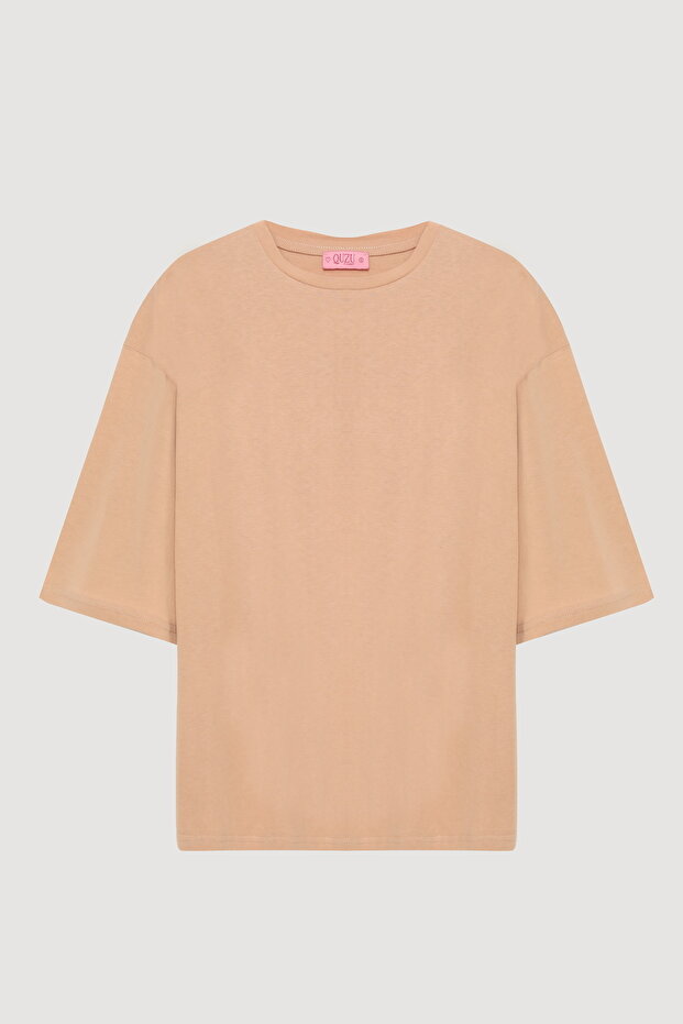 Truvakar Kol Basic Oversize Tişört Bej - 3