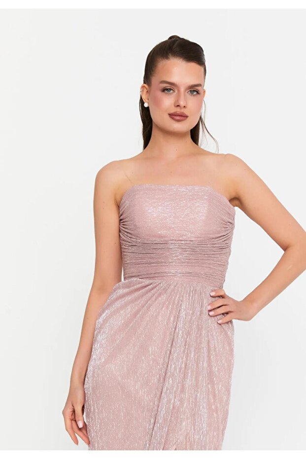 6000STU STRAPTEZ MOONLİGHT SİMLİ TÜL ELBİSE - 2