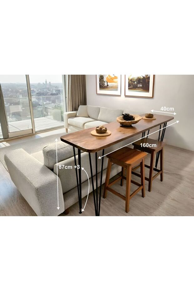 RGB Işıklı Masif Bar Masası - Modern Mutfak Masası - 2