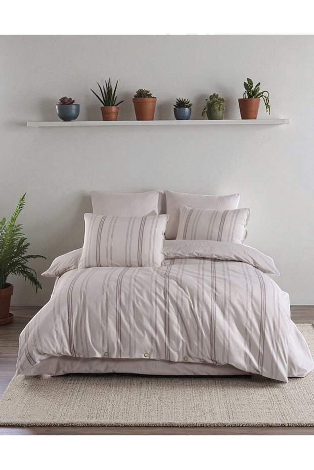 Natural Cotton Double Duvet Cover Set (6 Pillowcases)