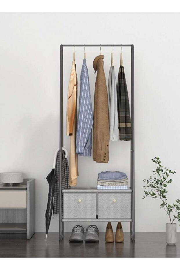 Multifunction Metal Clothes Rack with Non-Woven Fabric Drawers Storage Rack for Home and Office
